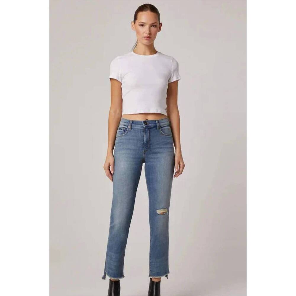 NEW EDYSON daniel high rise slim kick flare jean in medium rodeo wash